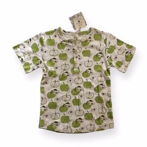 NWT Kate Quinn Green Apples Henley Tee